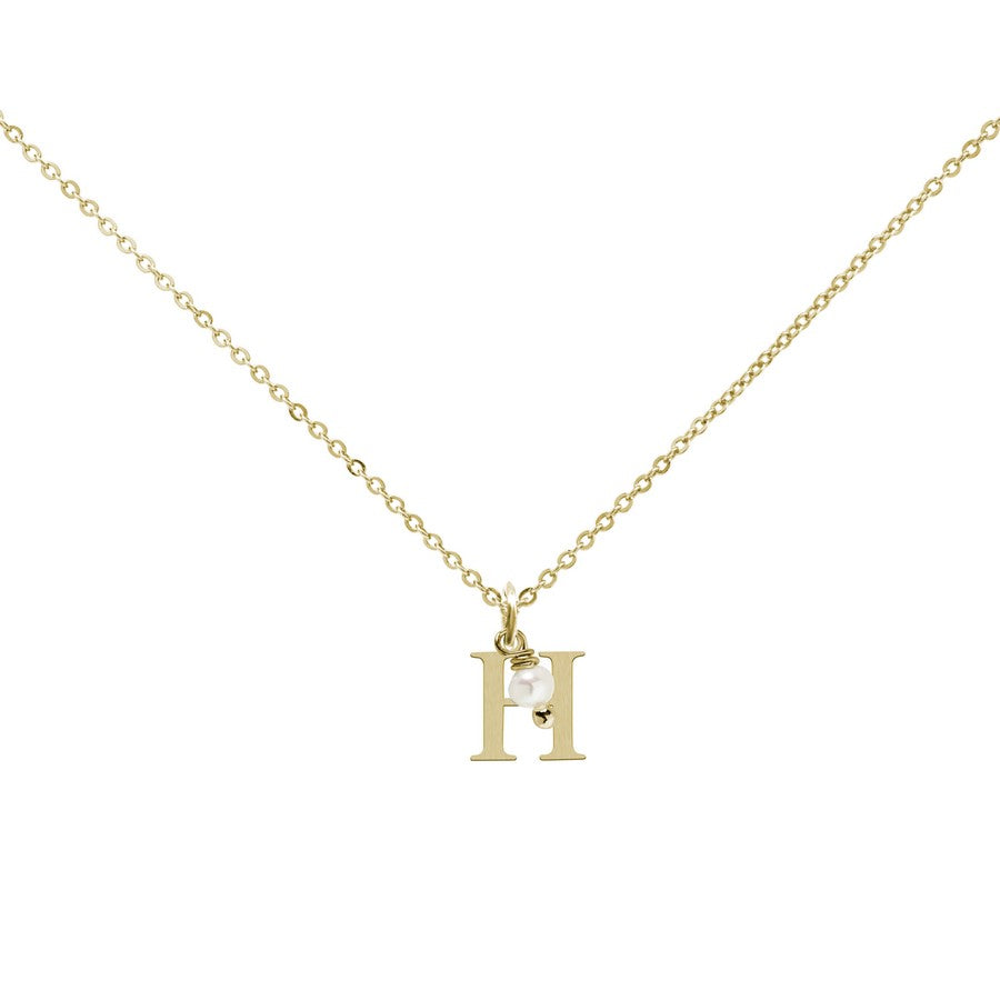 Colgante Charm Perla de Acero con Inicial Grabada