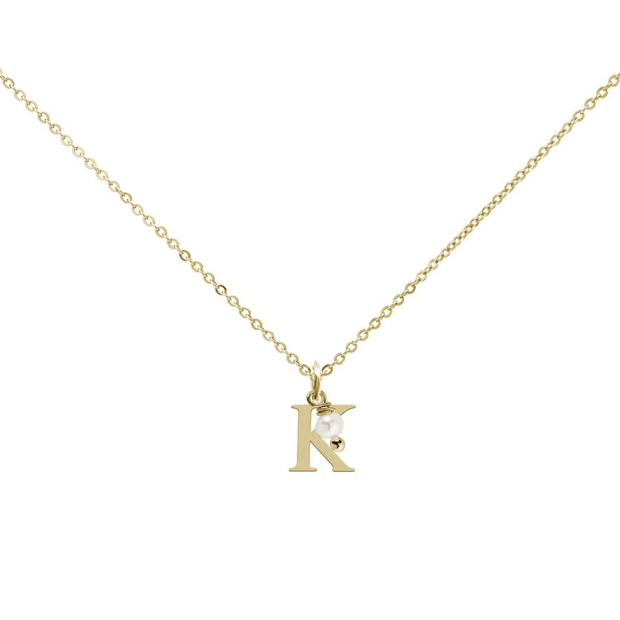 Colgante Charm Perla de Acero con Inicial Grabada