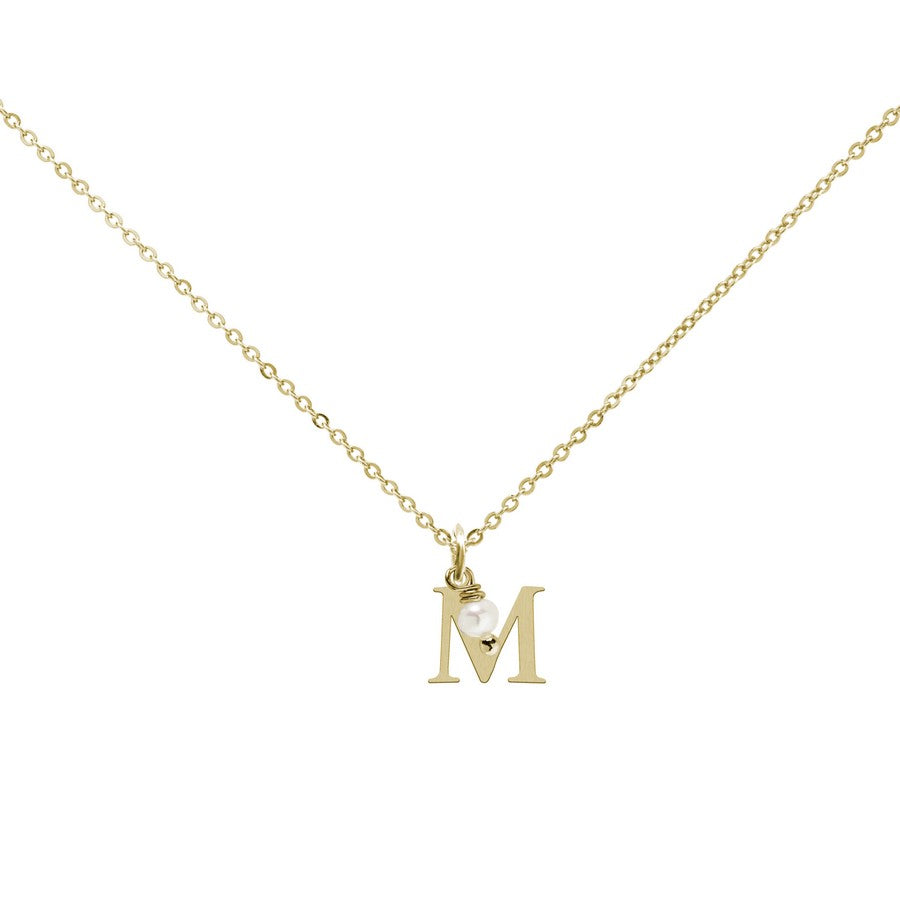 Colgante Charm Perla de Acero con Inicial Grabada