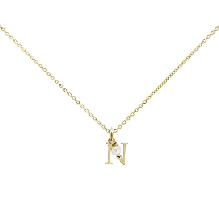 Colgante Charm Perla de Acero con Inicial Grabada