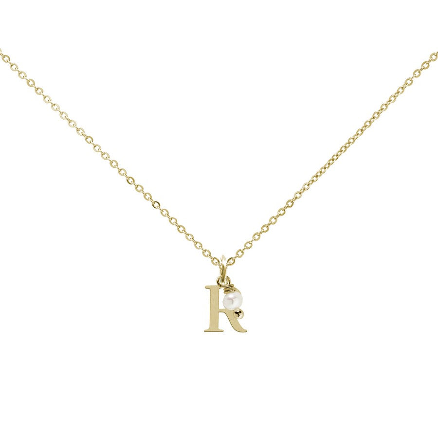 Colgante Charm Perla de Acero con Inicial Grabada