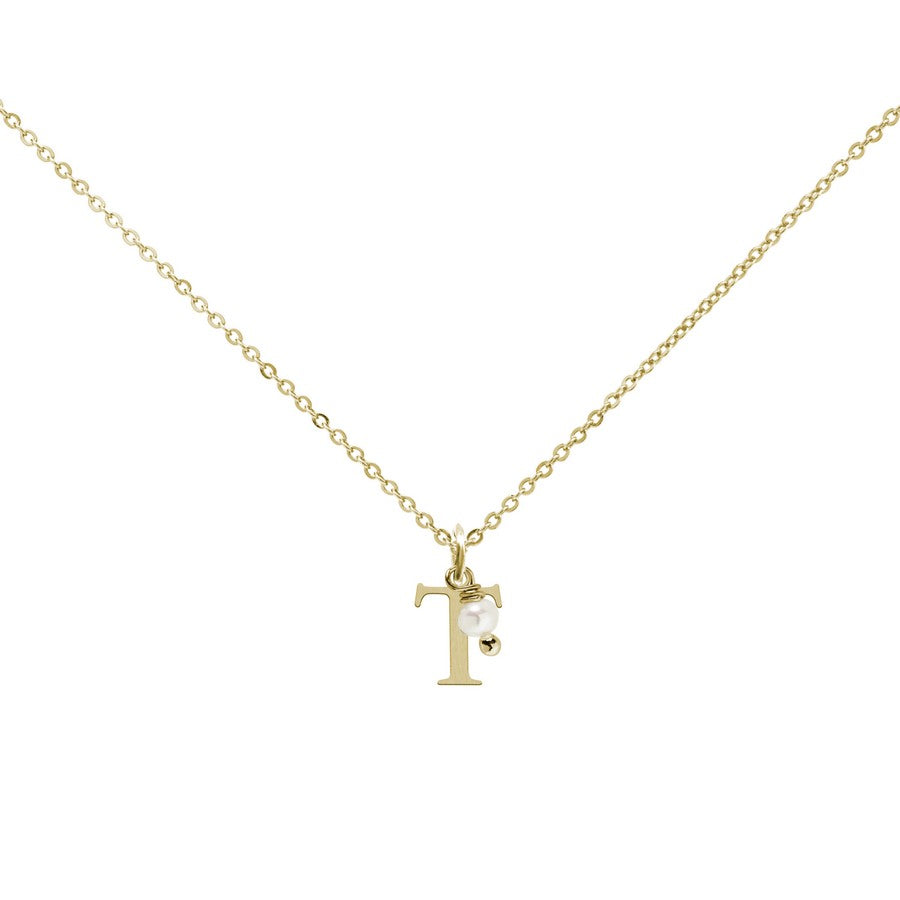 Colgante Charm Perla de Acero con Inicial Grabada