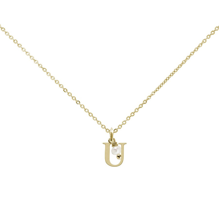 Colgante Charm Perla de Acero con Inicial Grabada