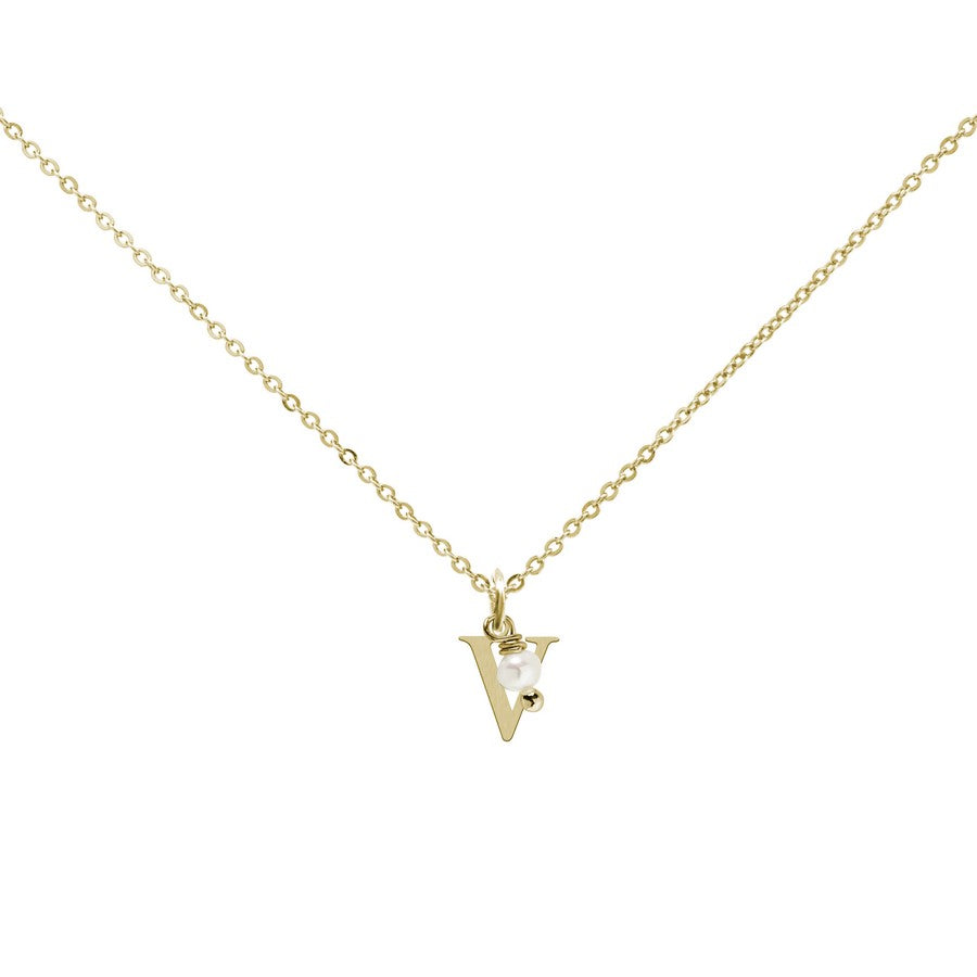 Colgante Charm Perla de Acero con Inicial Grabada