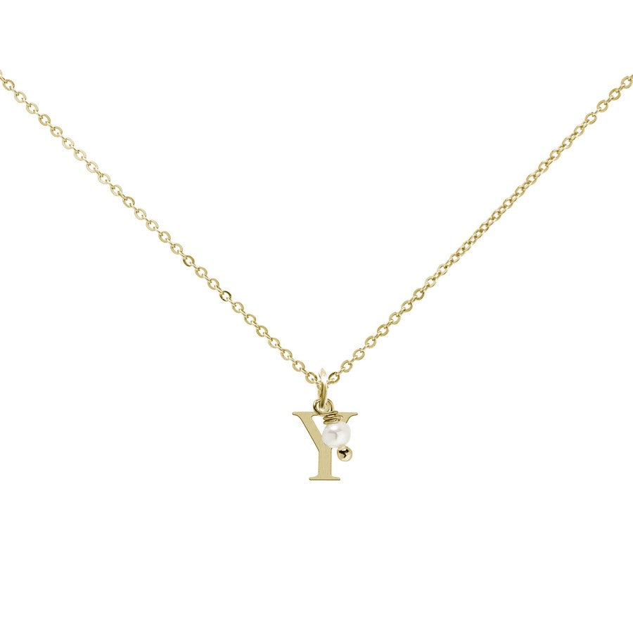 Colgante Charm Perla de Acero con Inicial Grabada