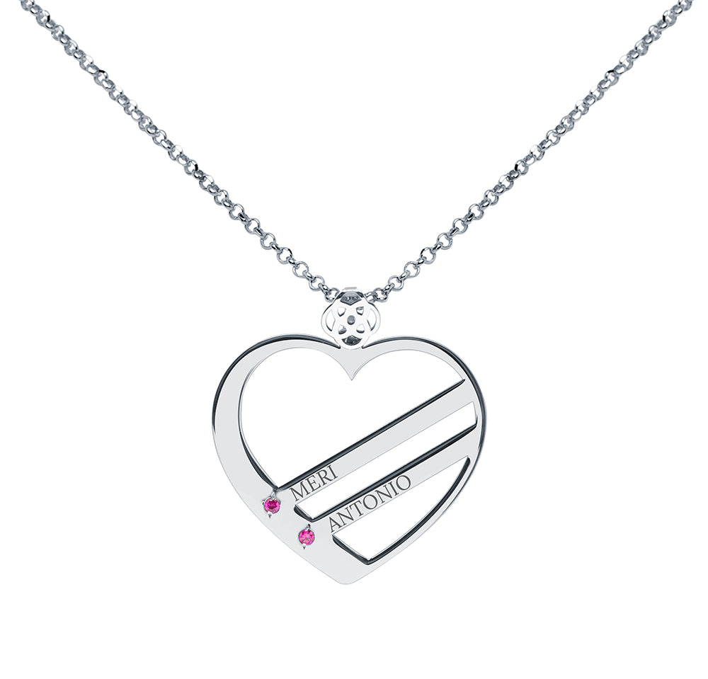 Collar Corazón Diagonal Piedras Nacimiento