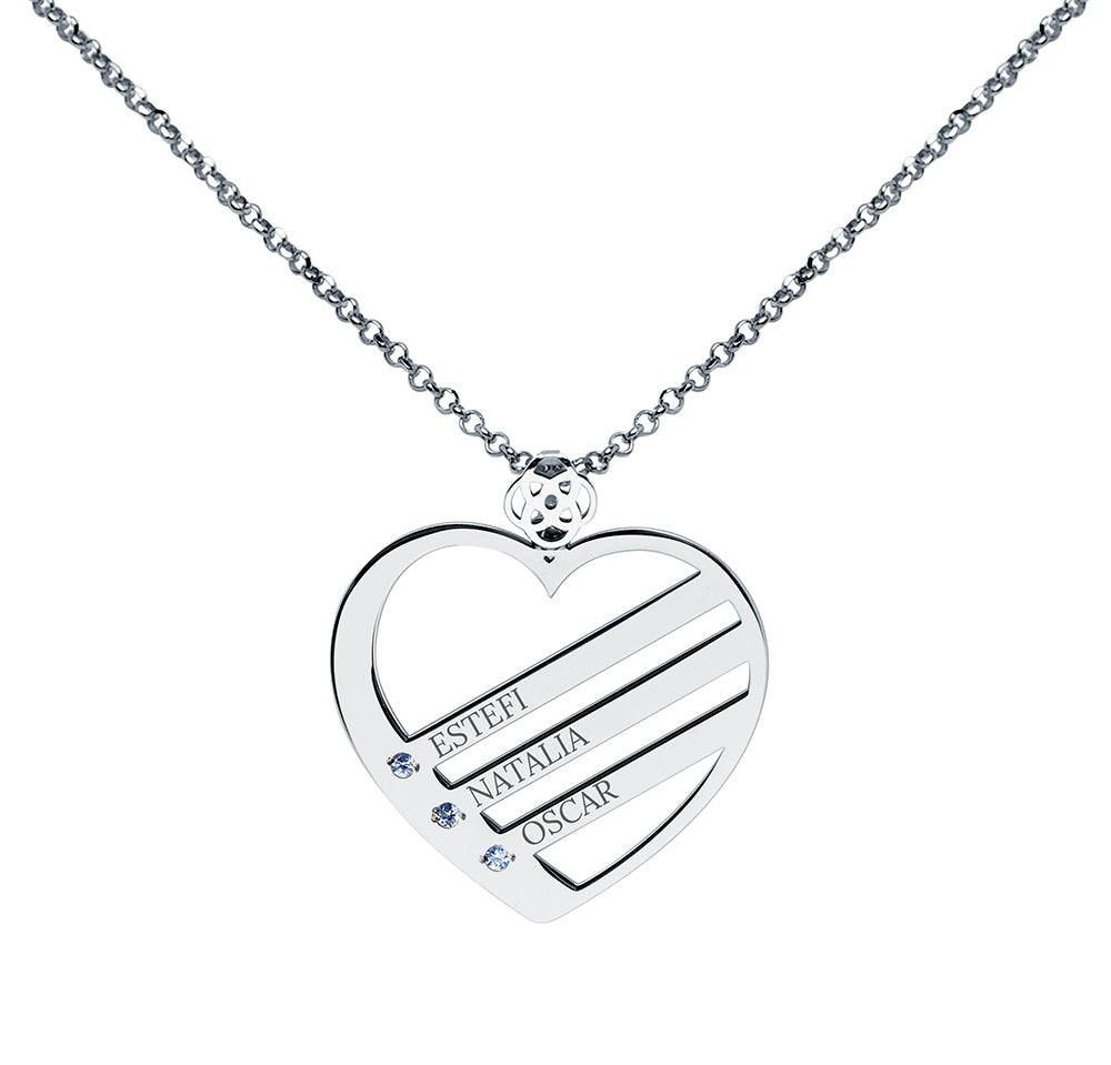 Collar Corazón Diagonal Piedras Nacimiento