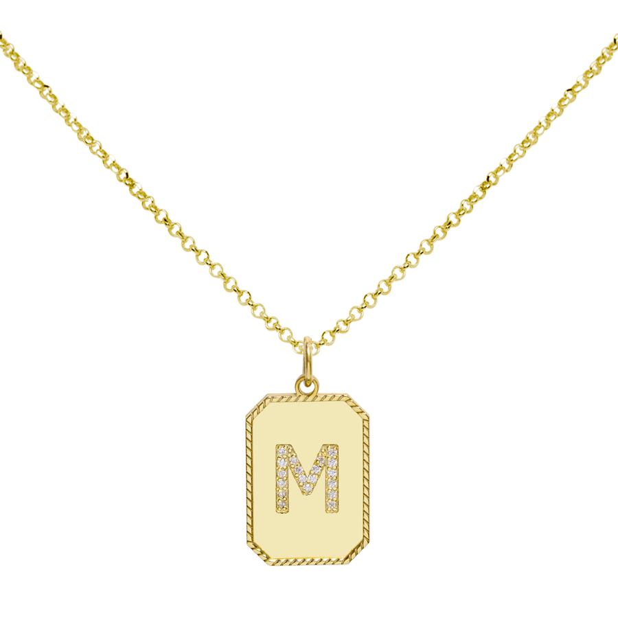 Collar Rectangular de Plata 925 con Inicial Grabada