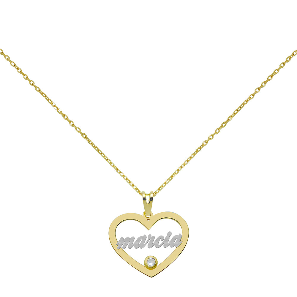 Collar Corazón nombre Bicolor