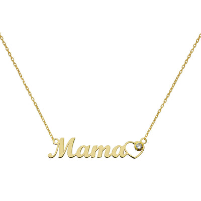 Collar Mamá Silueta Corazón Circonita