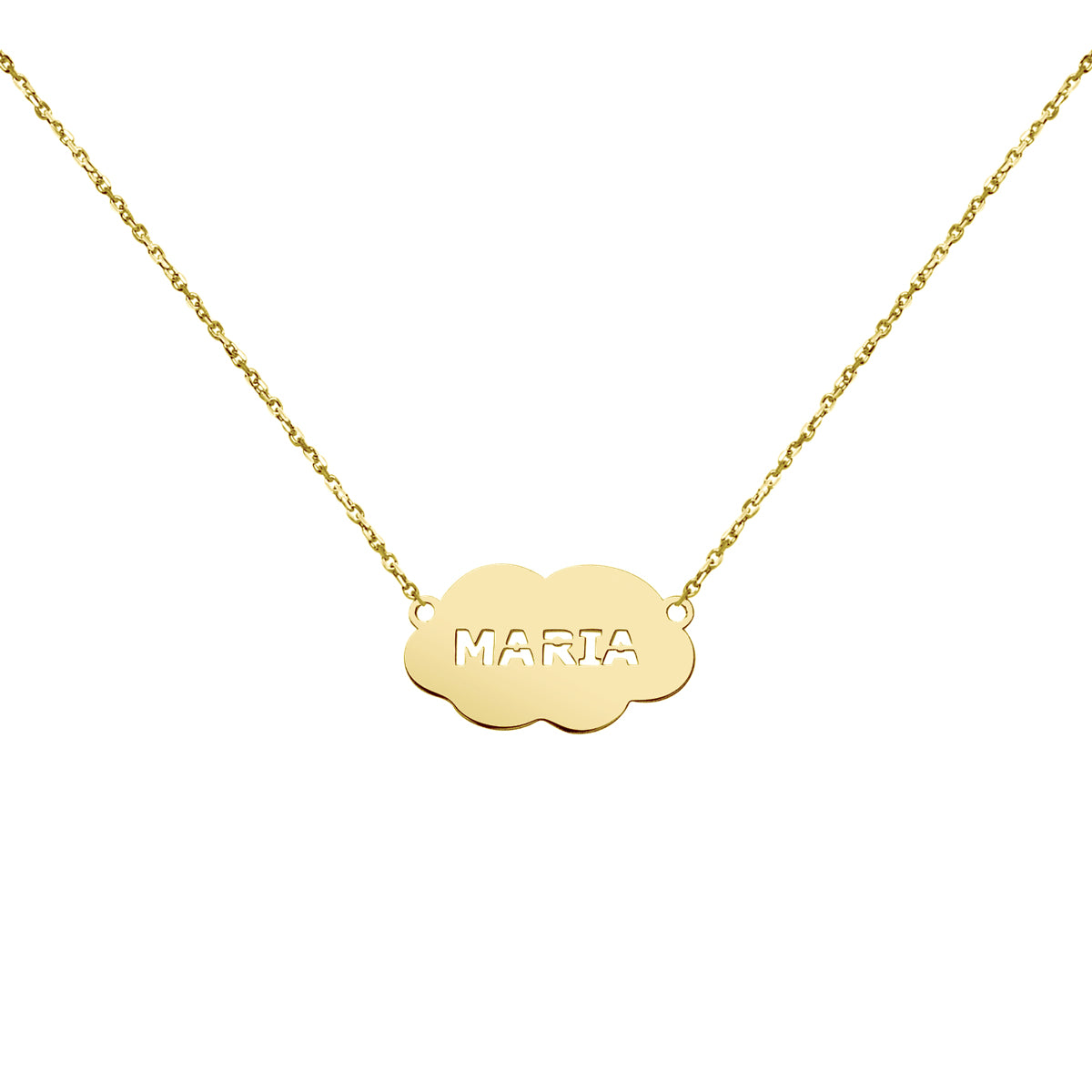 Collar Nube de Oro 18K con Nombre Grabado