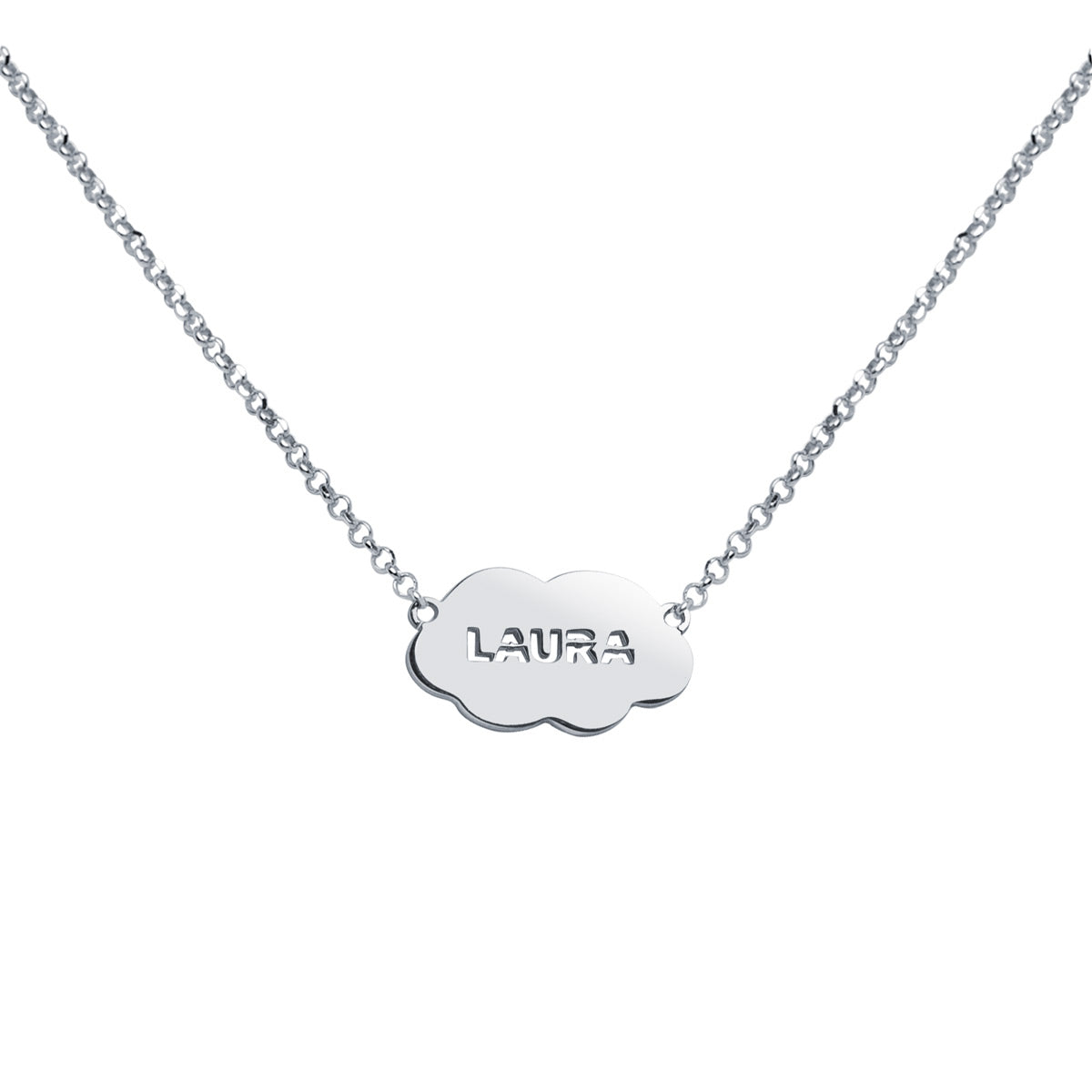 Collar Nube de Plata 925 con Nombre Grabado