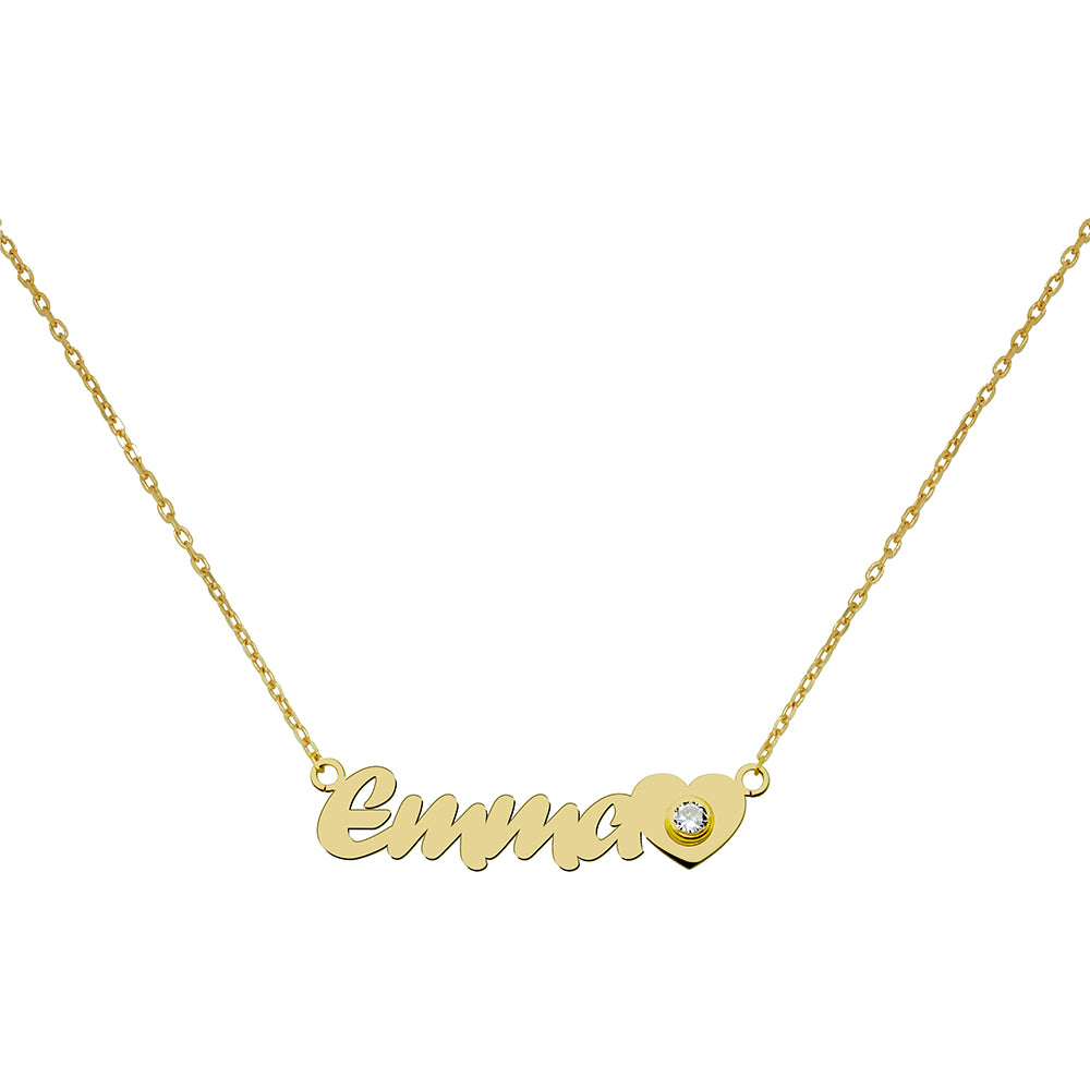 Collar con nombre Corazón Circonita