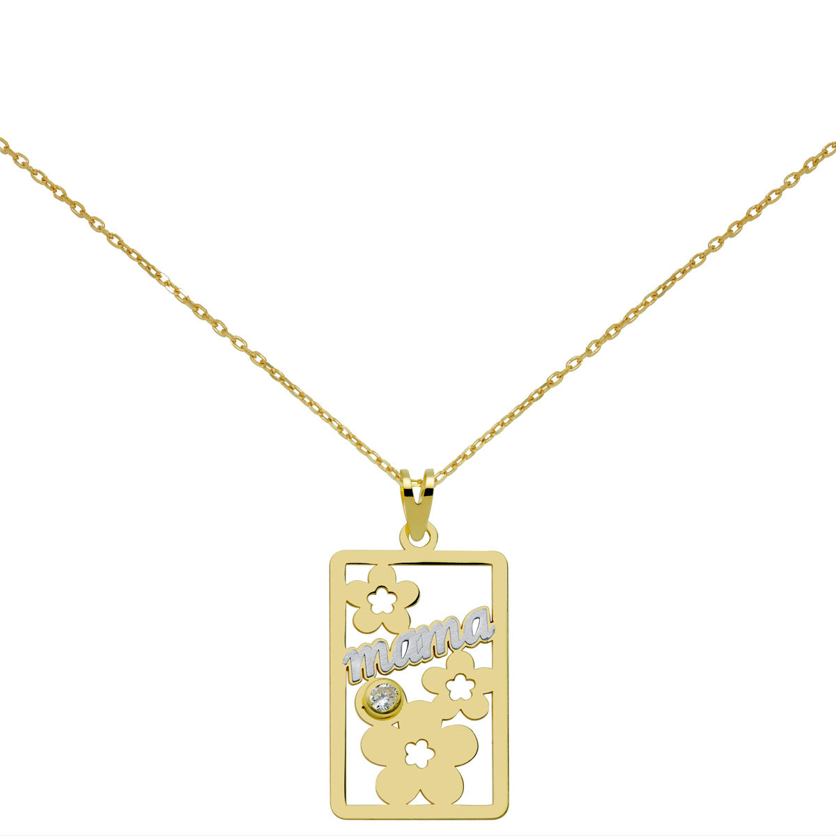 Collar Rectangular de Oro 9K con Circonita