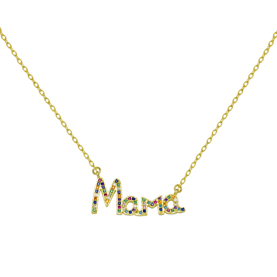 Collar Mamá de Plata 925 con Circonitas de Colores