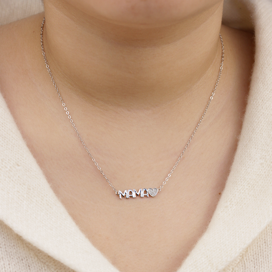 Collar Mamá Corazón Circonitas
