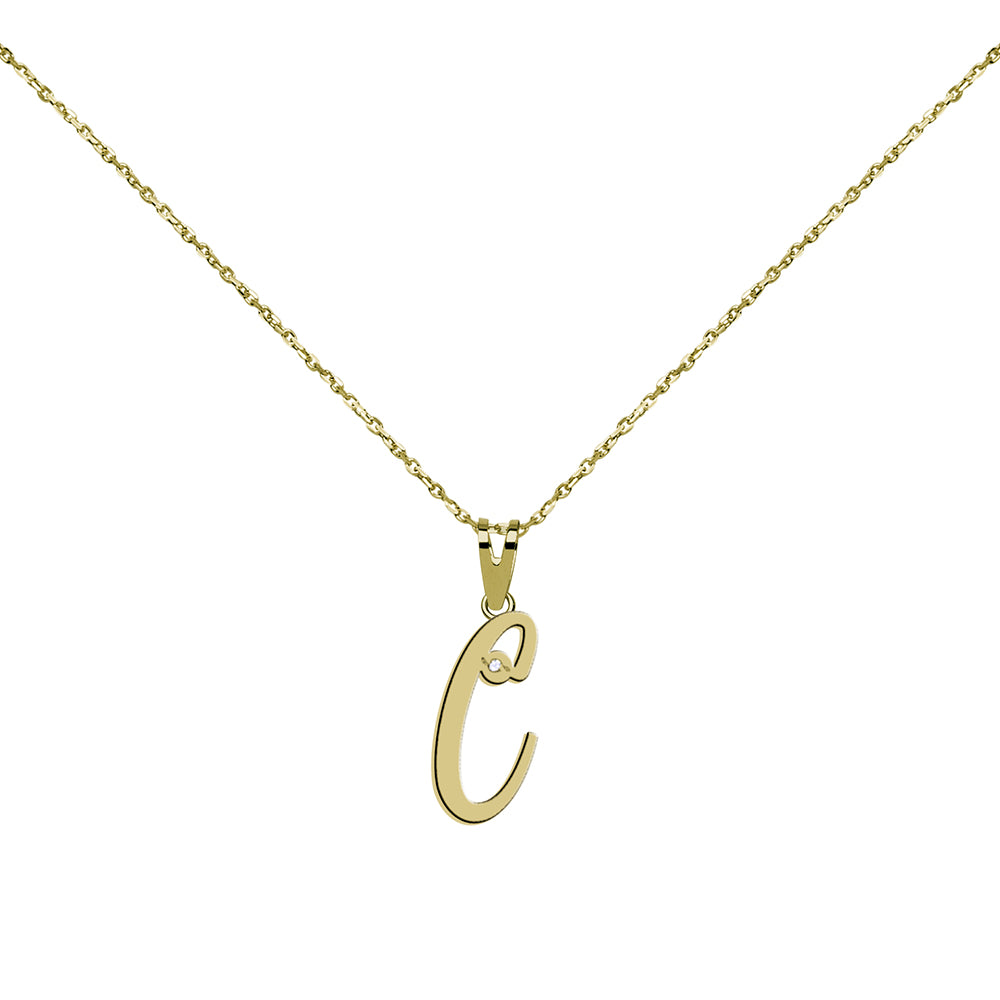 Collar de Oro con Inicial en Circonitas
