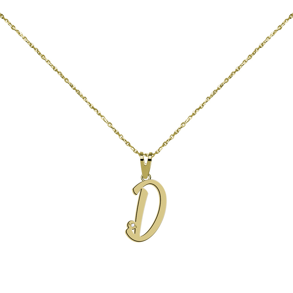 Collar de Oro con Inicial en Circonitas