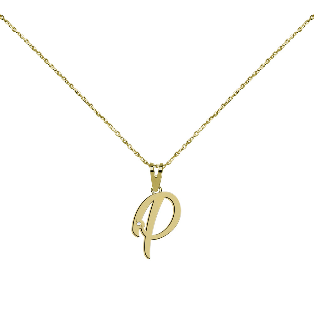 Collar de Oro con Inicial en Circonitas