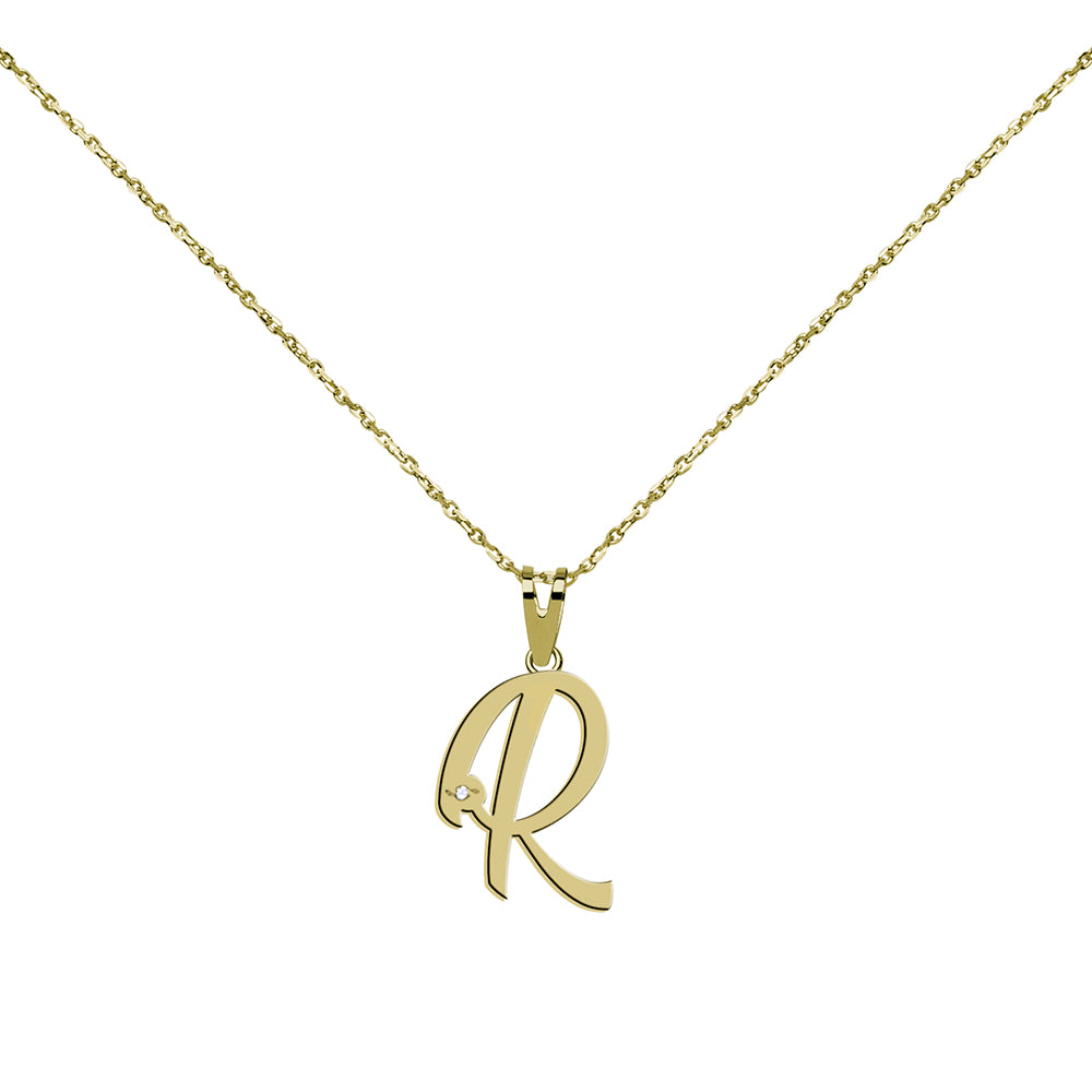 Collar de Oro con Inicial en Circonitas