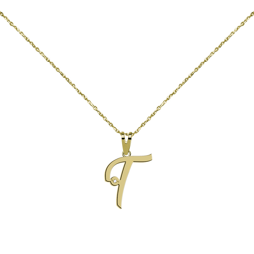 Collar de Oro con Inicial en Circonitas