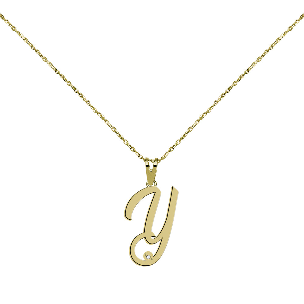 Collar de Oro con Inicial en Circonitas