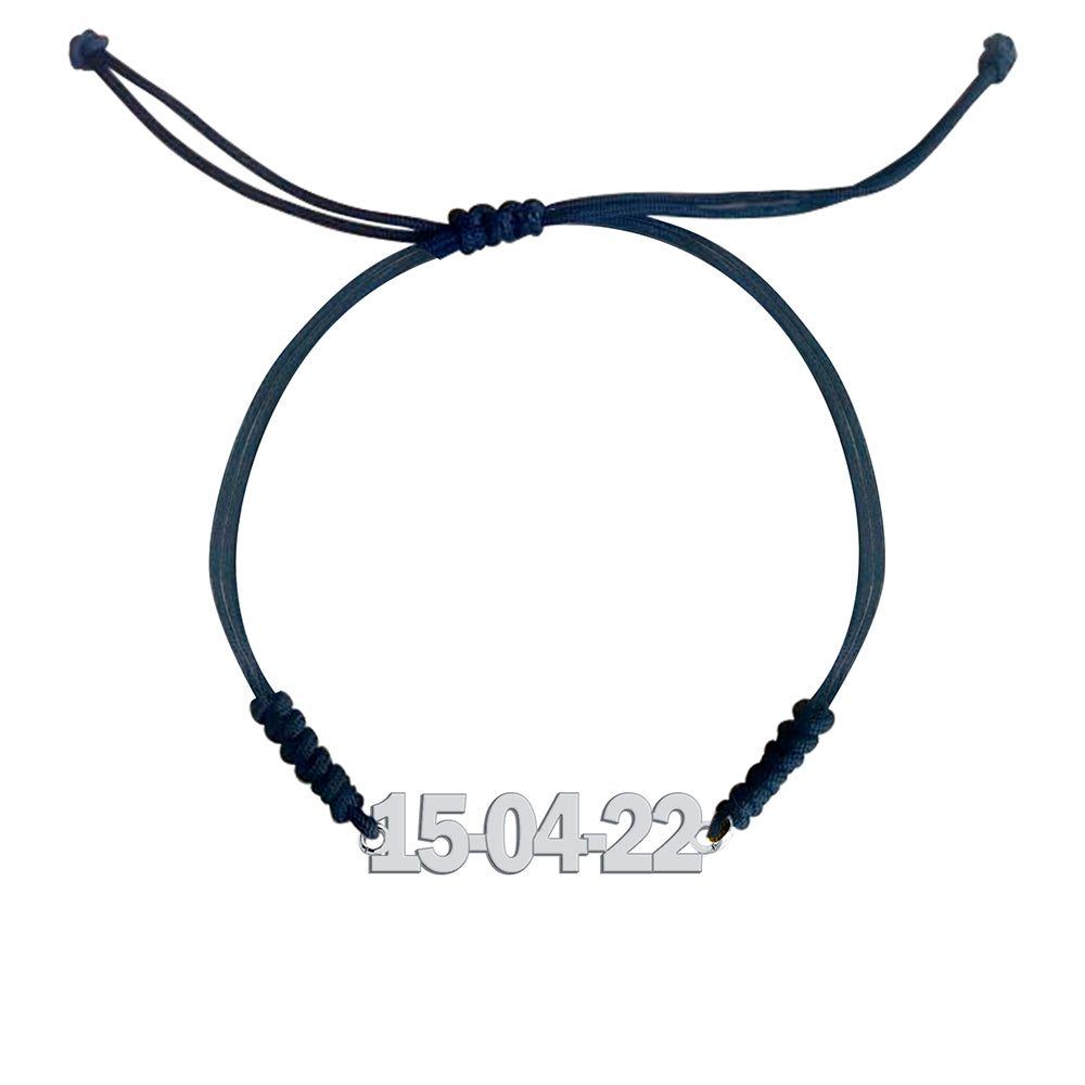 Pulsera con Fecha Sans Serif Macramé