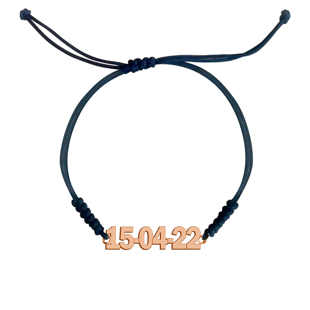 Pulsera Macramé de Oro con Fecha Personalizada