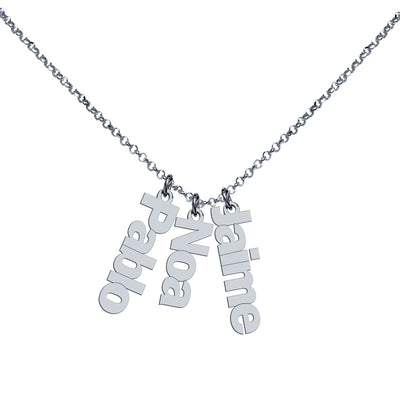 Collar Triple de Plata 925 con Nombres Grabados