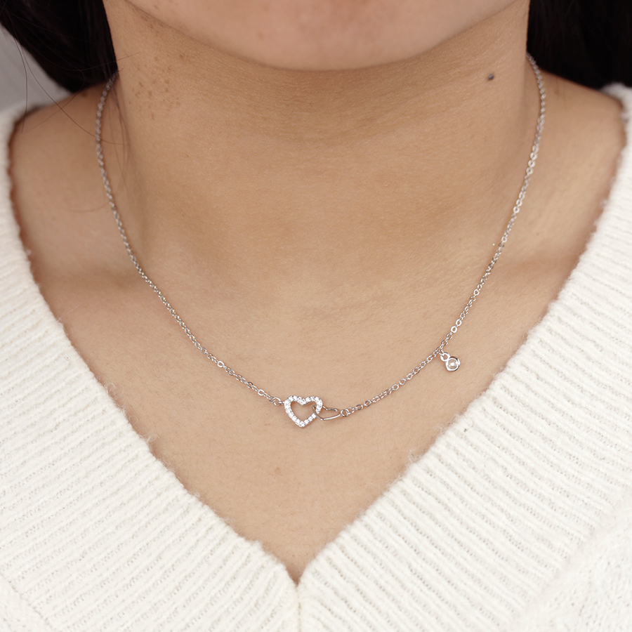 Collar Corazones Enlazados de Plata 925 con Circonitas