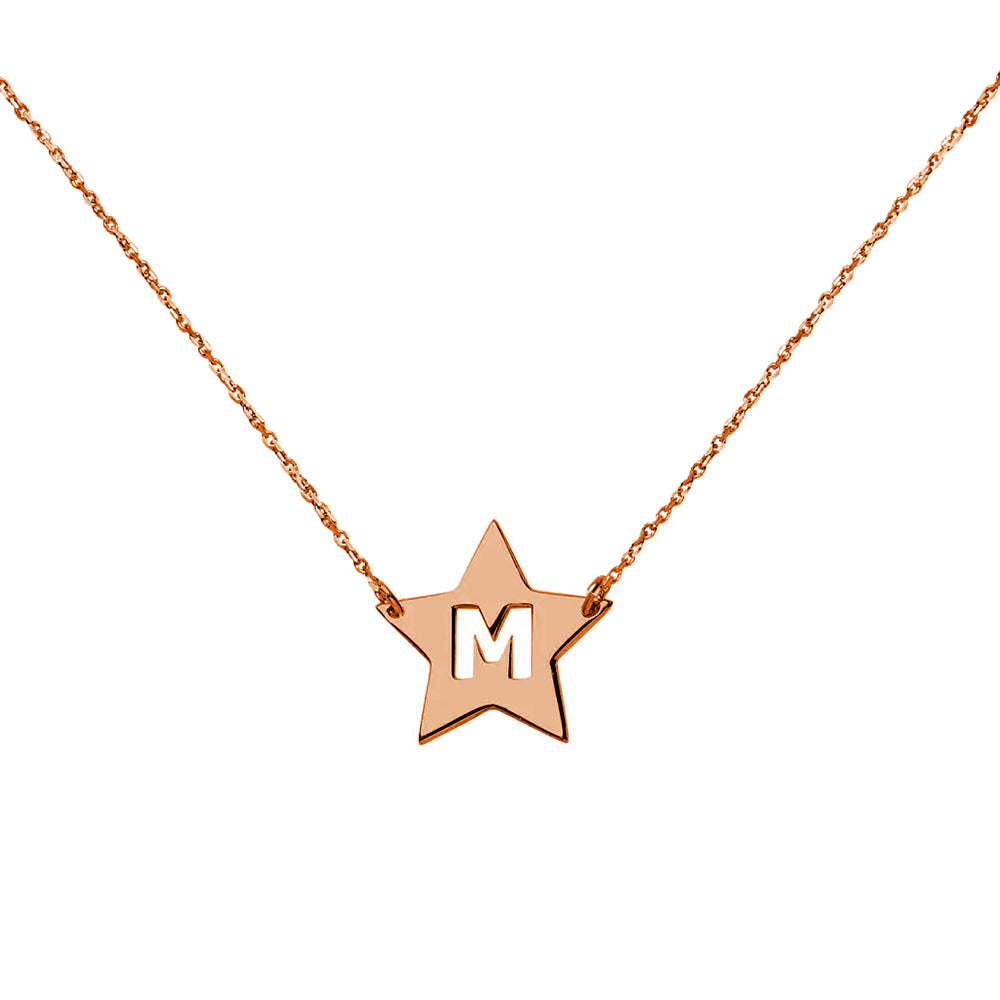 Collar Estrella de Oro 18K con Inicial Grabada