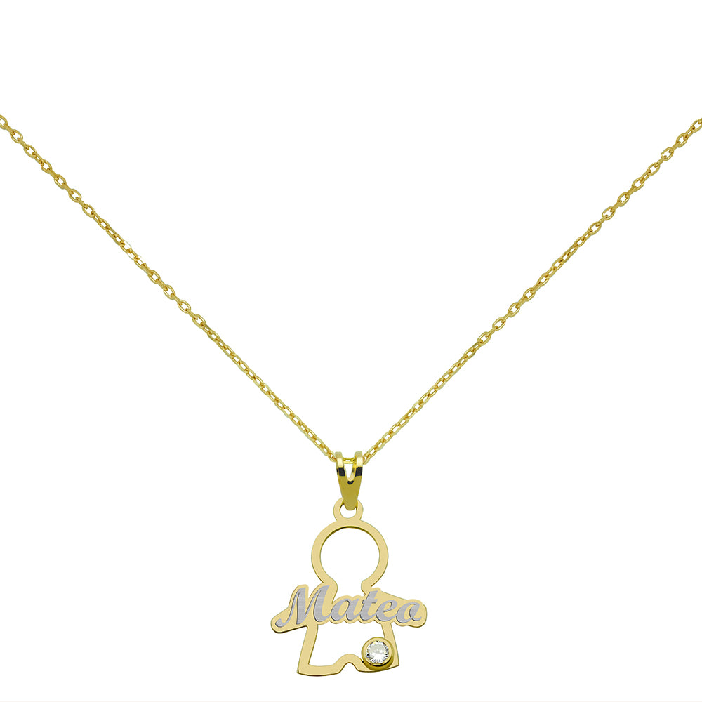 Collar Niño de Oro Bicolor con Nombre Grabado