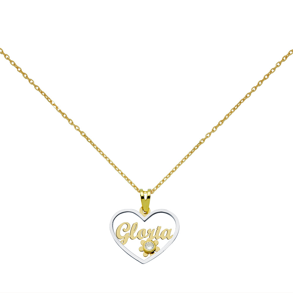 Collar Corazón Flor nombre