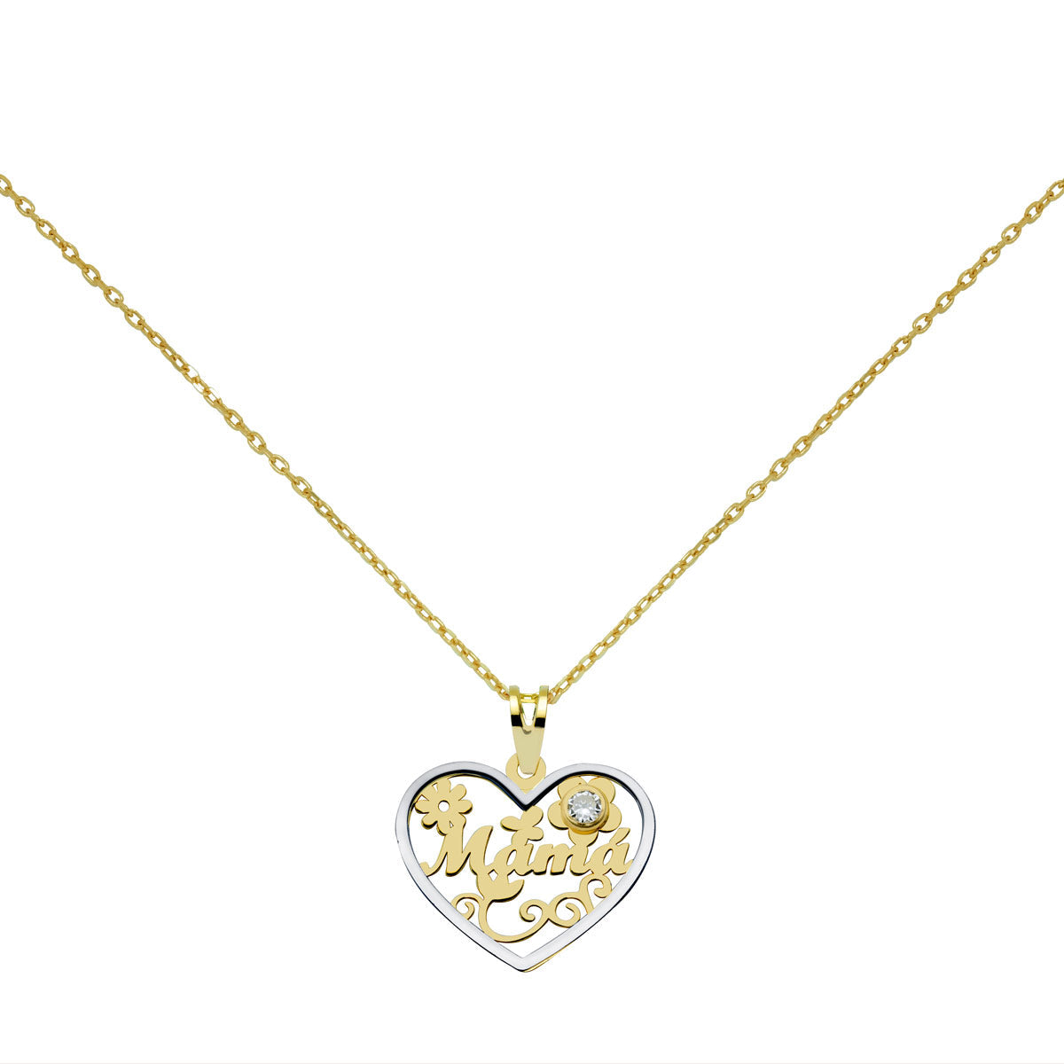 Collar Mamá Corazón Flores