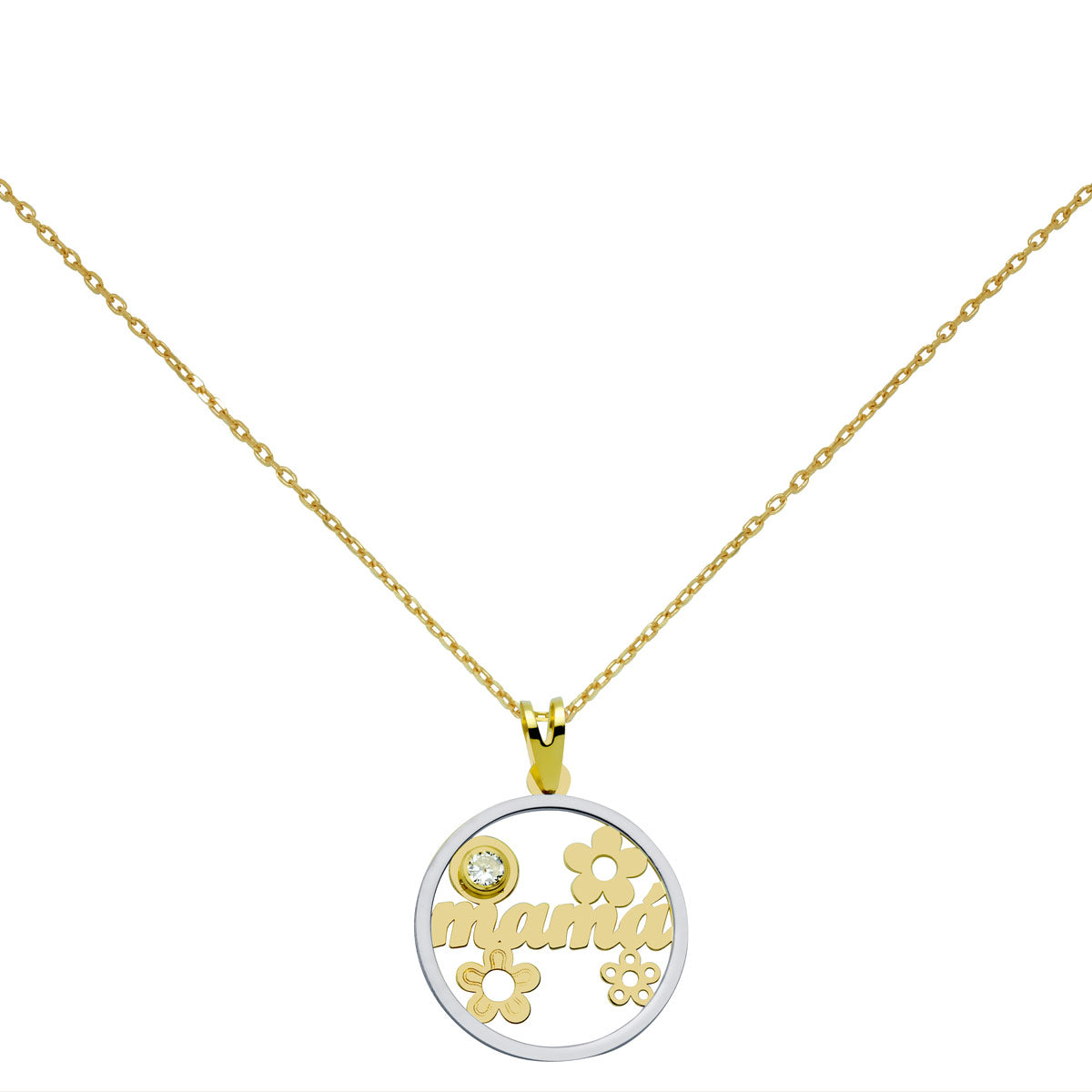 Collar Círculo Flores de Oro con Circonita