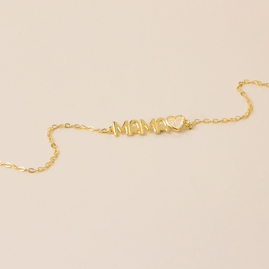 Collar Mamá Corazón de Plata 925 con Circonitas