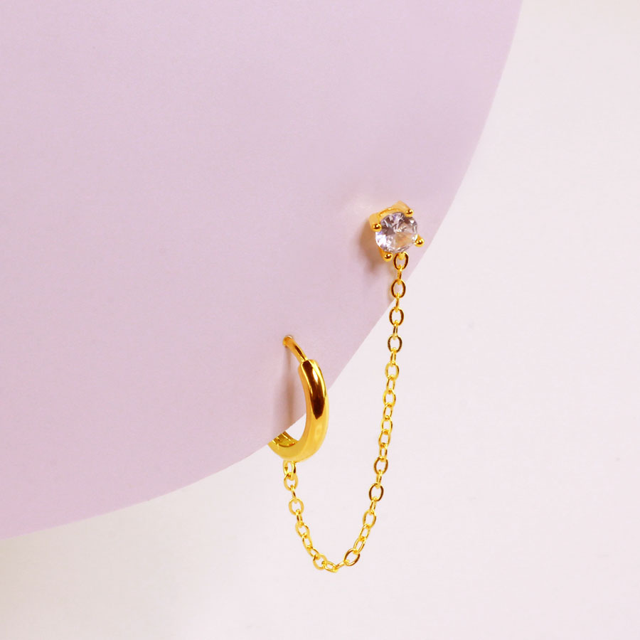 Pendientes doble brillante plata