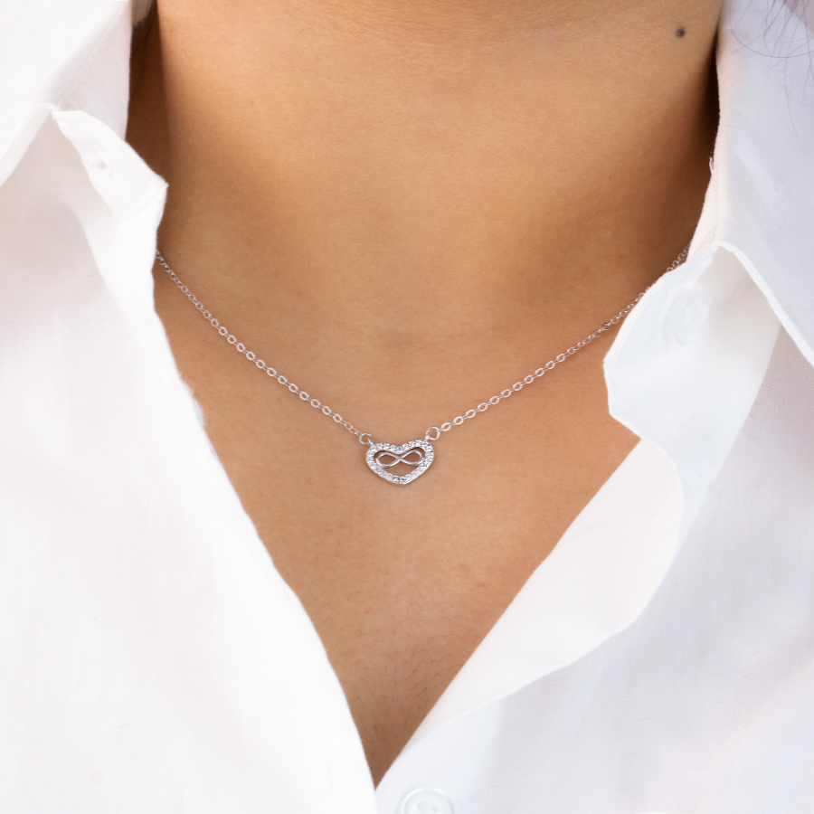 Collar Corazón Circonitas & Infinito