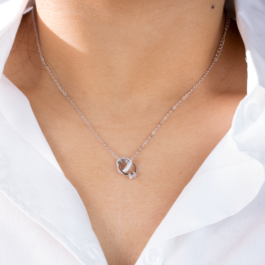 Collar Corazón & Solitario Circonitas