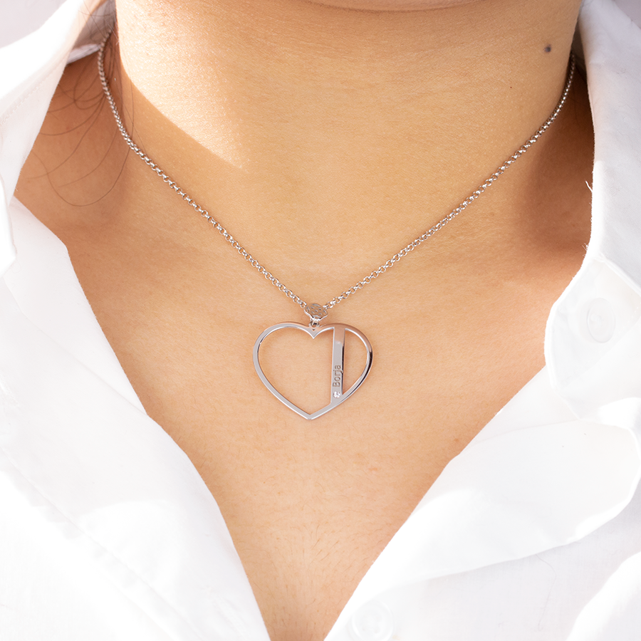 Collar Corazón de Plata 925 con Piedras de Nacimiento