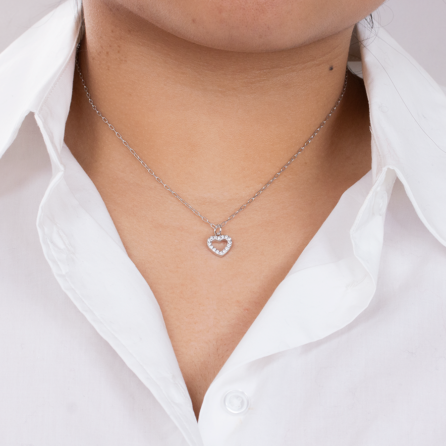 Collar Corazón Circonitas Silhouette