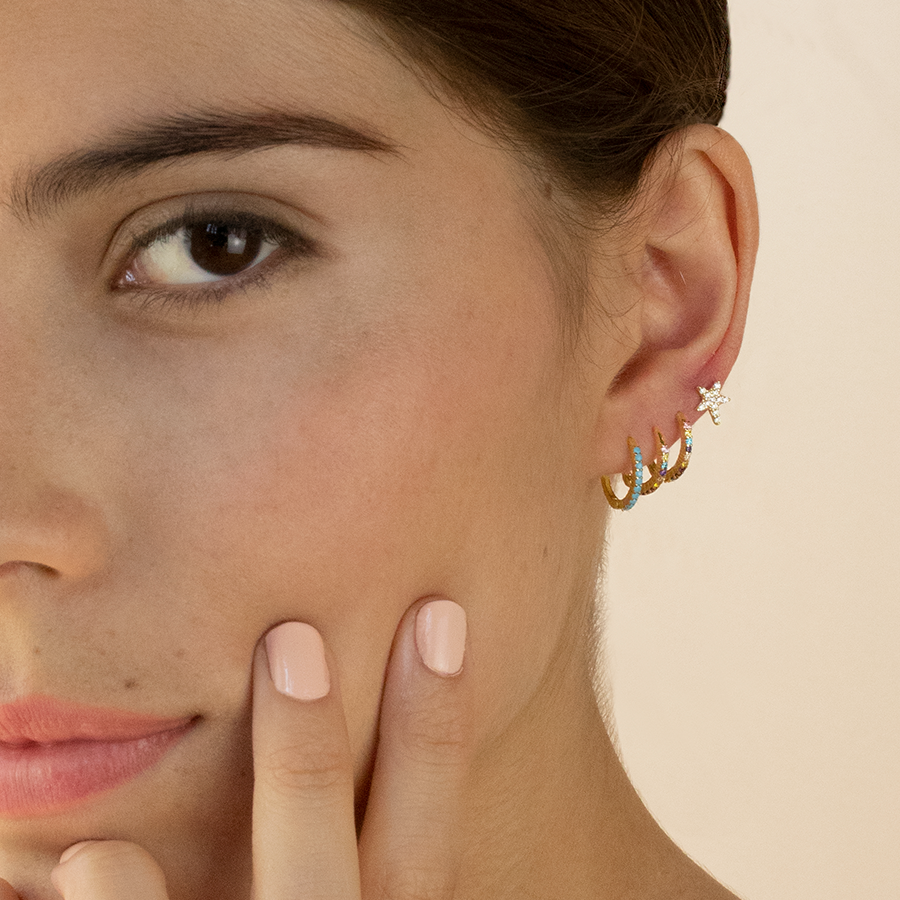 Piercing  Aro Liso Oro Con Circonitas Rainbow