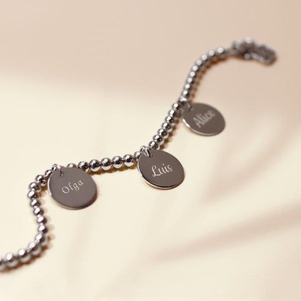 Pulsera Moon Bolas de Plata 925 Personalizada