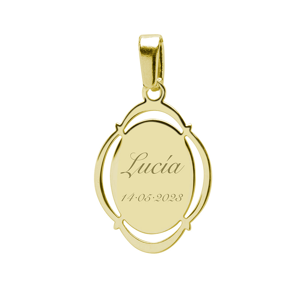 Colgante Virgen Niña Ovalada de Plata 925 Personalizado