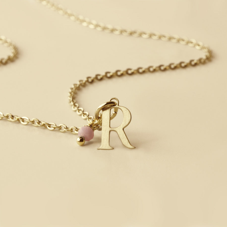 Colgante Charm Rosa de Acero con Inicial Grabada