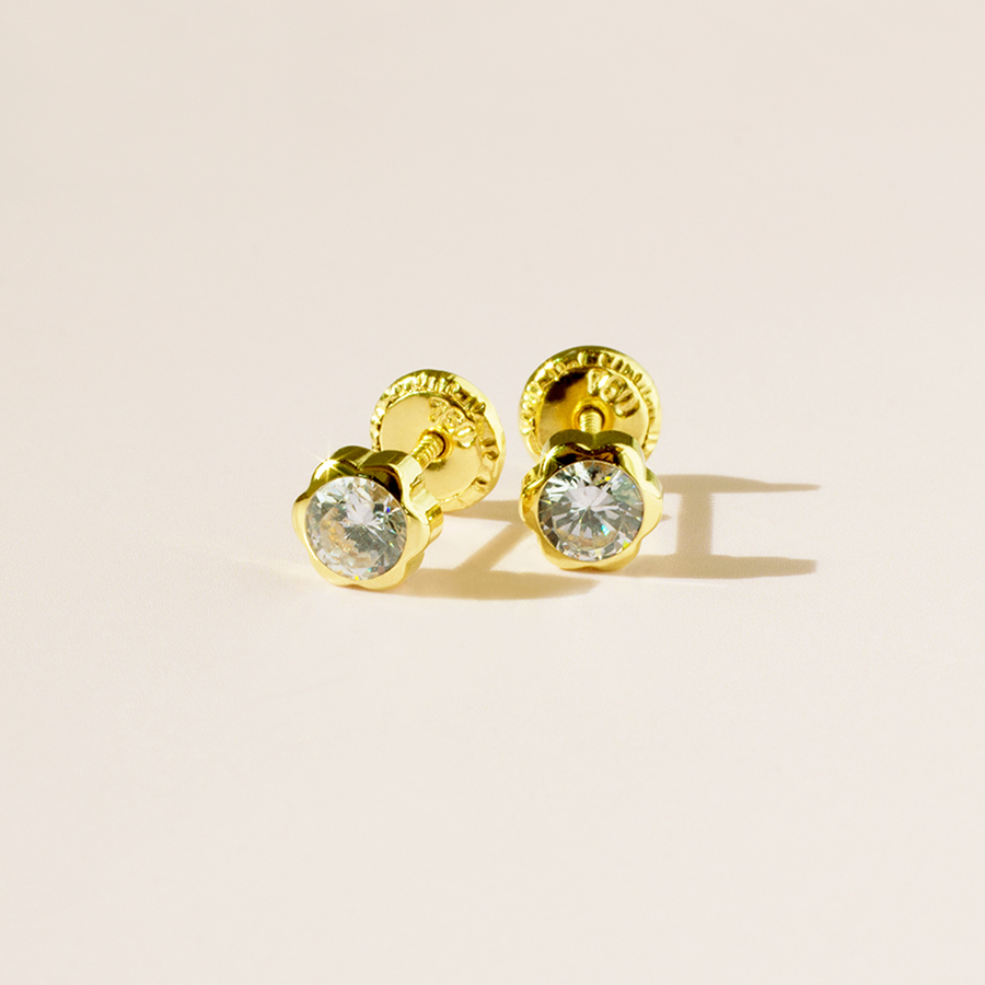 Pendientes Bebés Flor Oro 18k