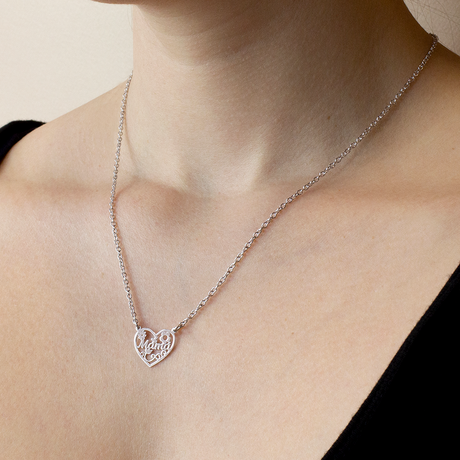 Collar Mamá Floral Plata