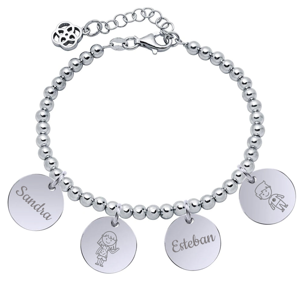 Pulsera Moon Bolas de Plata 925 Personalizada
