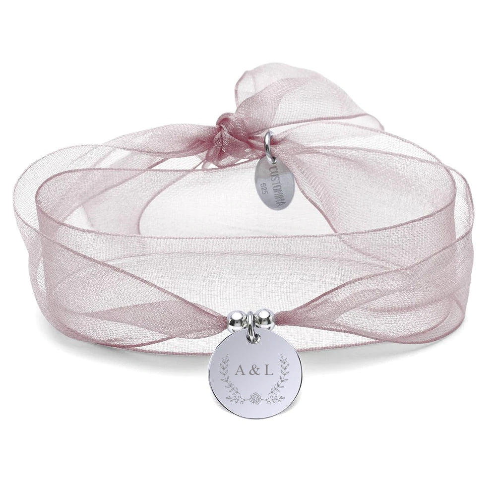 Pulsera Boda Organza de Plata 925 Personalizada