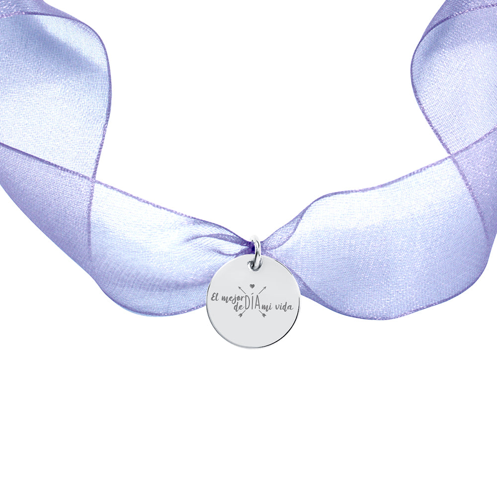 Medalla para el Ramo de Novia Corazón con Cinta de Terciopelo Plata y Oro